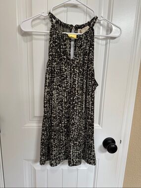 Michael Kors Black and Tan Printed Sleeveless Tank